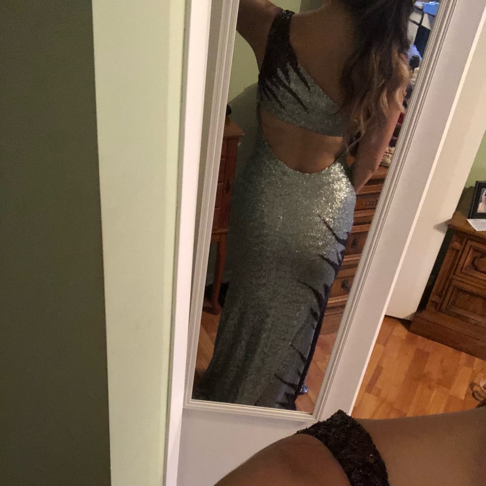 Silver and brown elegant sequenced long dress